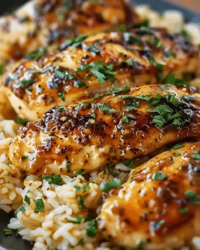 Cheesy Garlic Parmesan Chicken over Buttery Cajun Rice