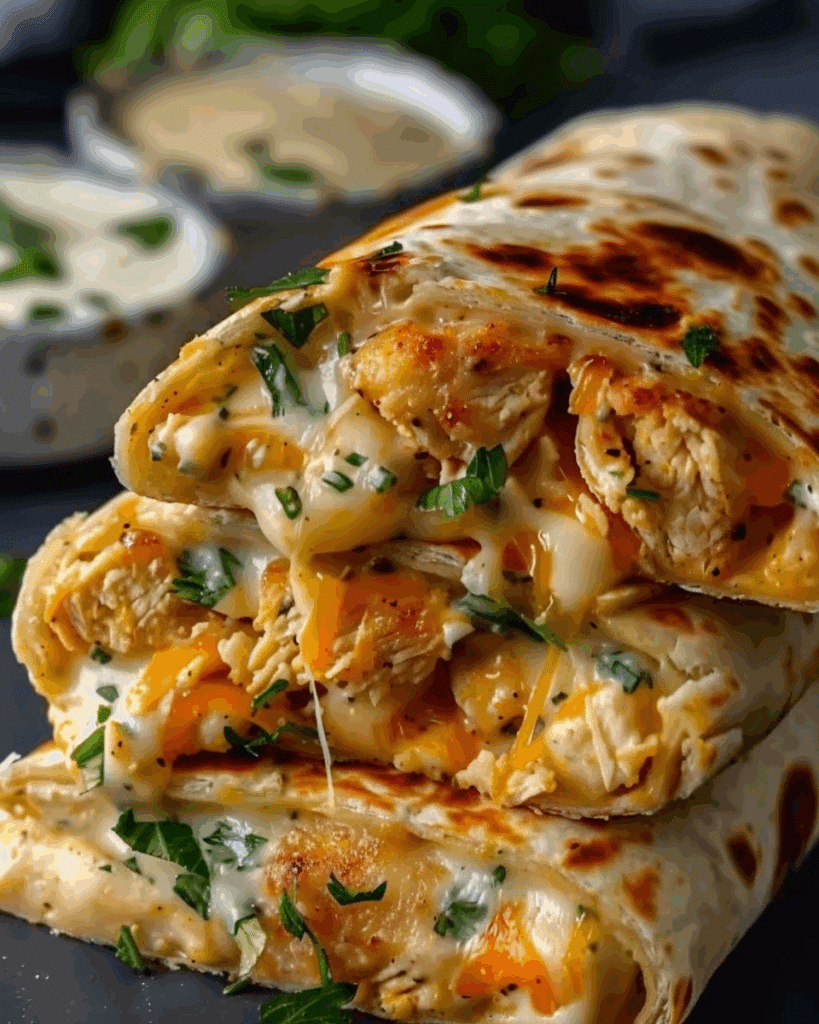 Cheesy Garlic Chicken Wraps