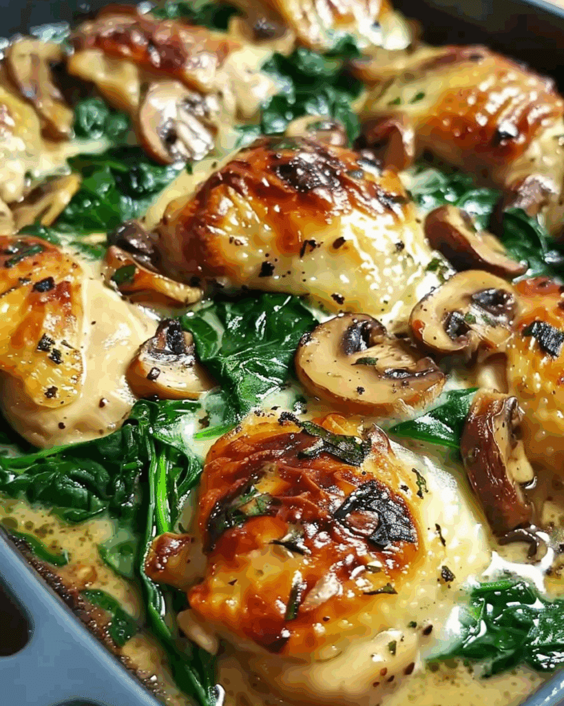 Chicken, Spinach, and Mushroom Low-Carb Oven Dish