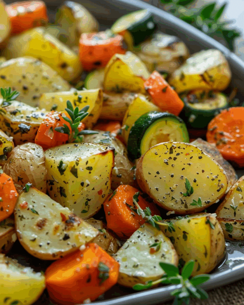Garlic Herb Roasted Potatoes, Carrots, and Zucchini Recipe