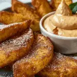 Air Fried Apple Wedges with Caramel Whipped Cream Dipping Sauce
