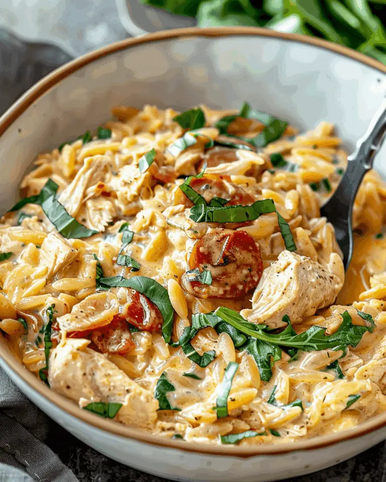 Slow Cooker Creamy Tuscan Chicken Orzo