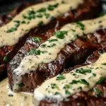 Creamy Garlic Sauce Over Perfectly Grilled Steak