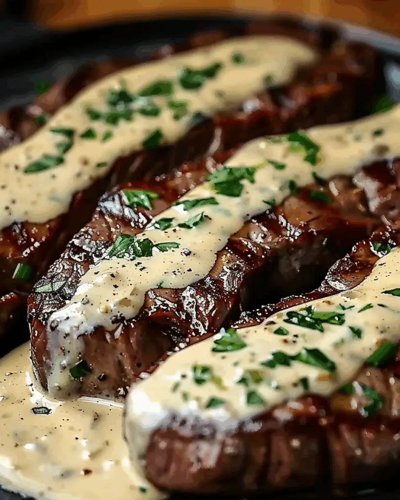 Creamy Garlic Sauce Over Perfectly Grilled Steak