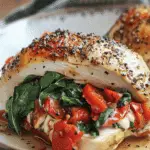 Savory Stuffed Chicken with Roasted Red Peppers, Spinach, and Mozzarella