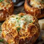 Spaghetti Garlic Bread Bowls