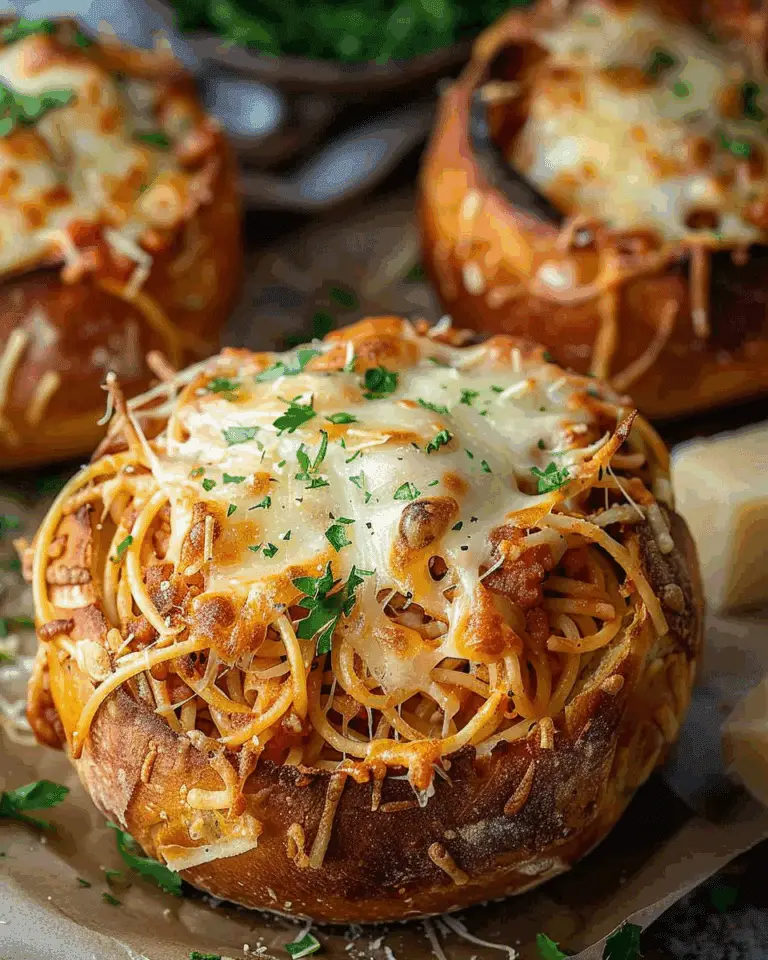 Spaghetti Garlic Bread Bowls