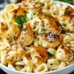 Creamy Parmesan Pasta with Garlic Butter Chicken Bites