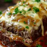 Crockpot Meatloaf with Savory Onion and Swiss Melt
