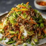 Healthy Chinese Ground Beef & Cabbage Stir Fry Stack