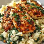 Creamy Parmesan Spinach Rice with Spicy Garlic Chicken