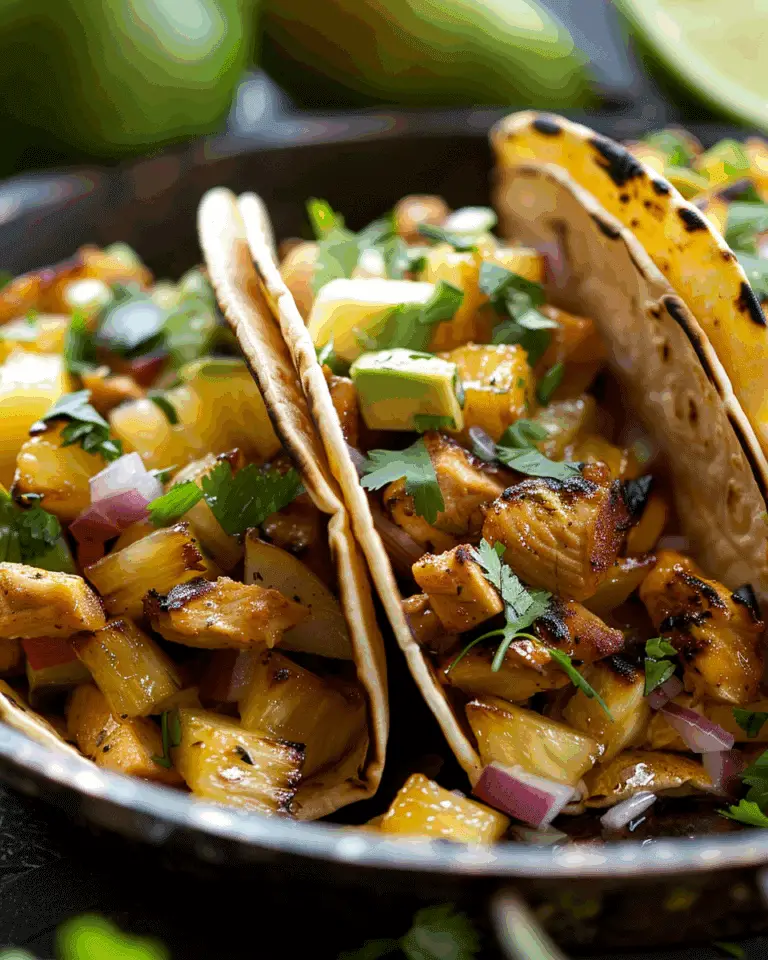 Teriyaki Chicken Tacos with Grilled Pineapple Pear Salsa
