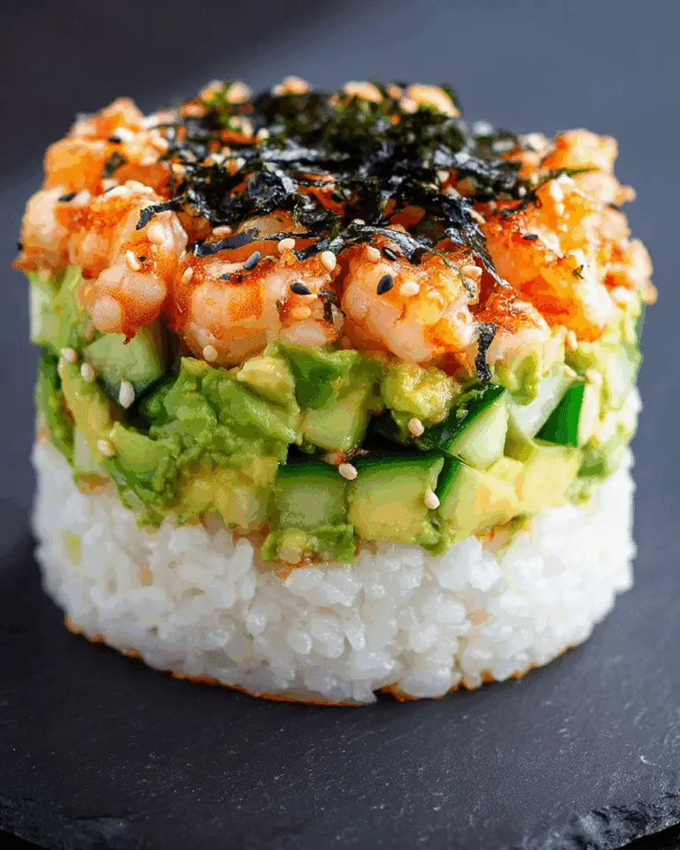 Spicy Shrimp Sushi Stacks