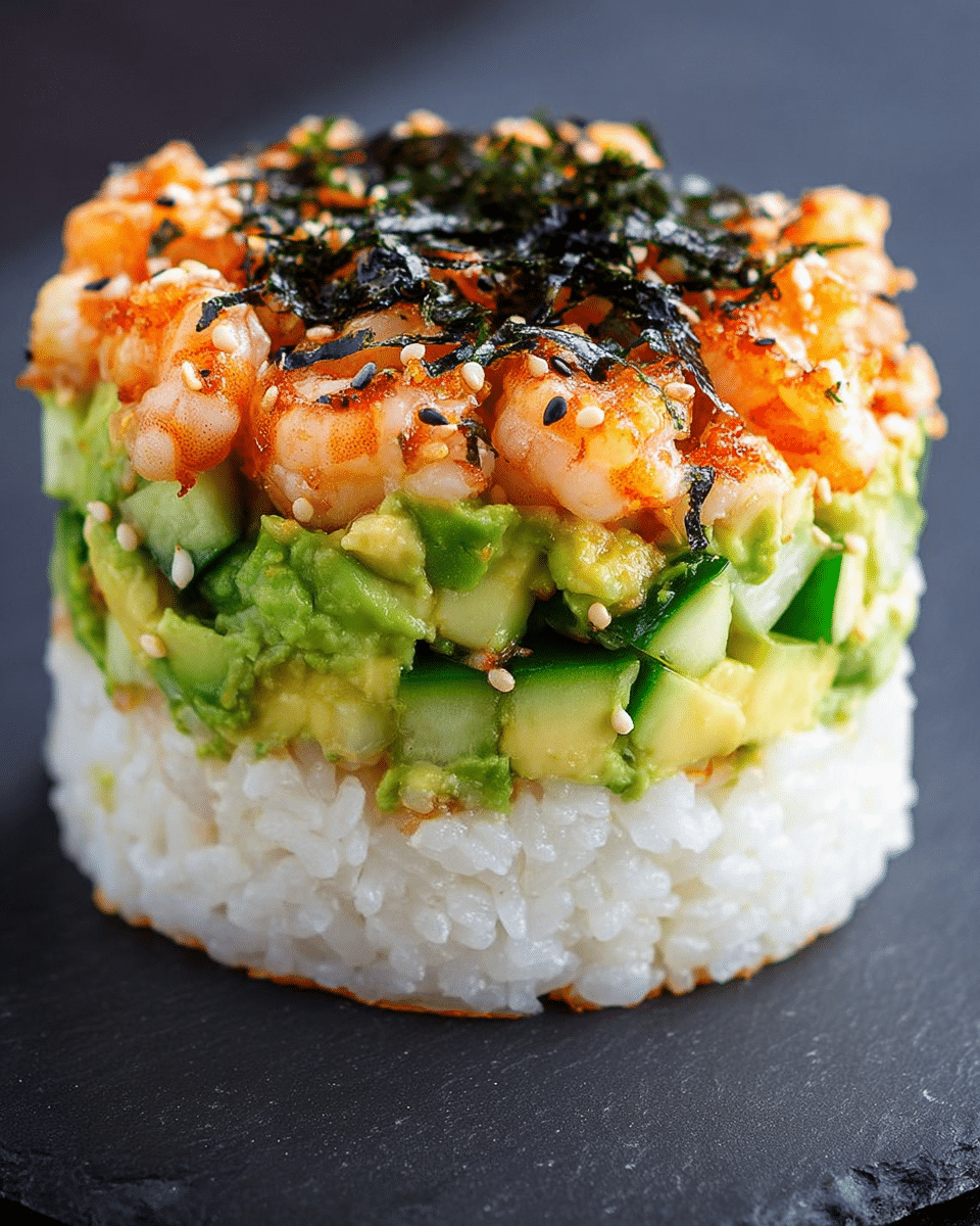 Spicy Shrimp Sushi Stacks