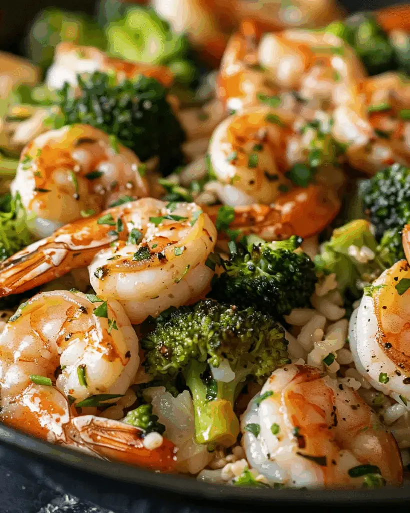 Garlic Butter Shrimp with Broccoli Rice