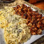 Creamy Garlic Butter Chicken & Linguine in Alfredo Sauce