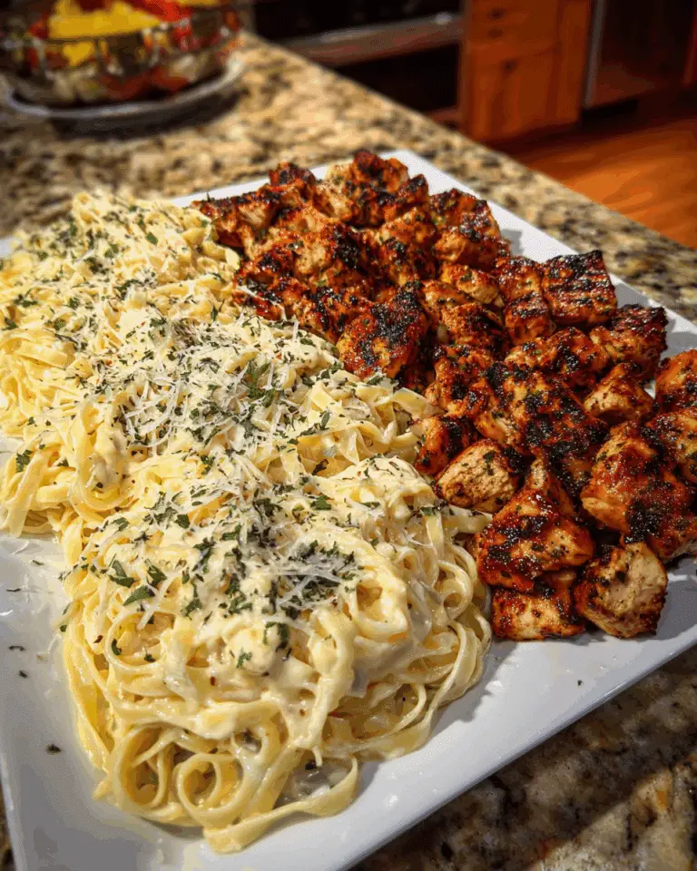 Creamy Garlic Butter Chicken & Linguine in Alfredo Sauce