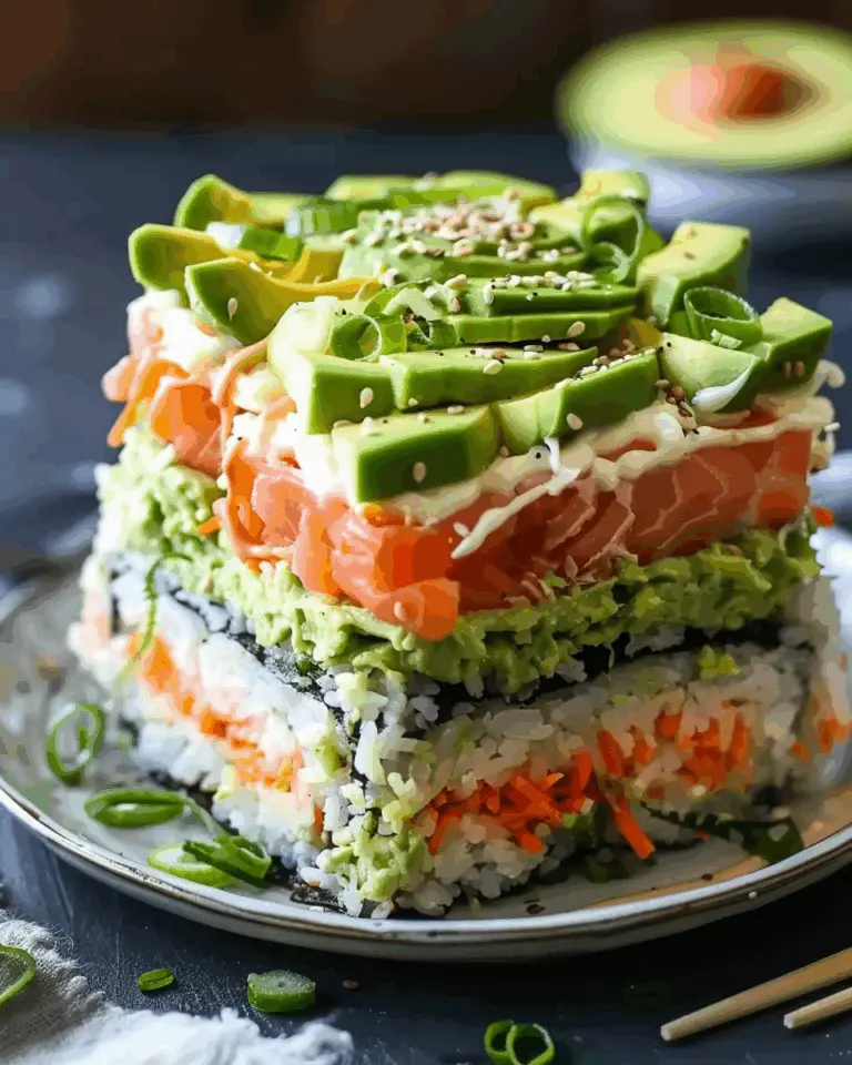 Avocado Layered Sushi Cake
