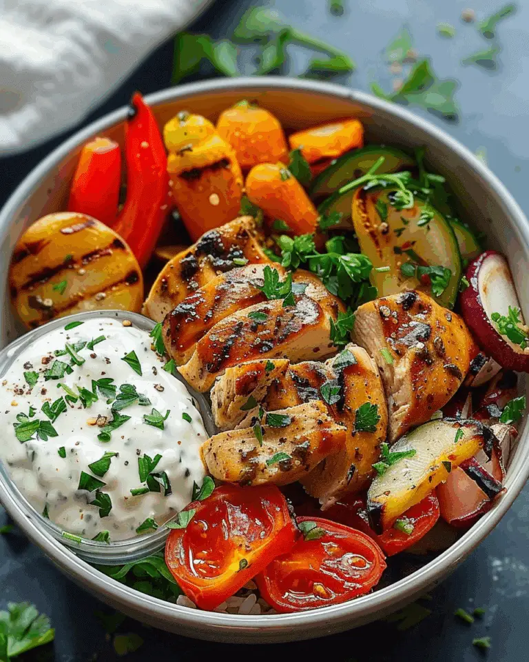 Loaded Herb Chicken & Veggie Bowl with Garlic Yogurt Sauce