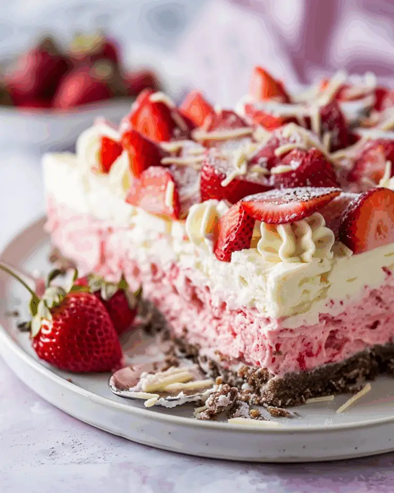 Tropical No-Bake Strawberry Split Cake