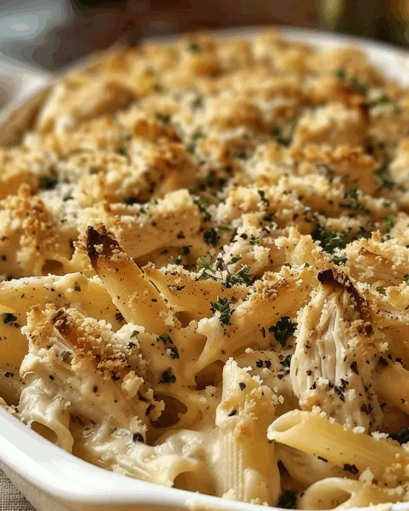 Garlic Parmesan Chicken Pasta Bake