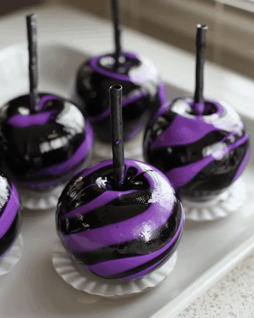 Black Poison Swirl Candy Apples