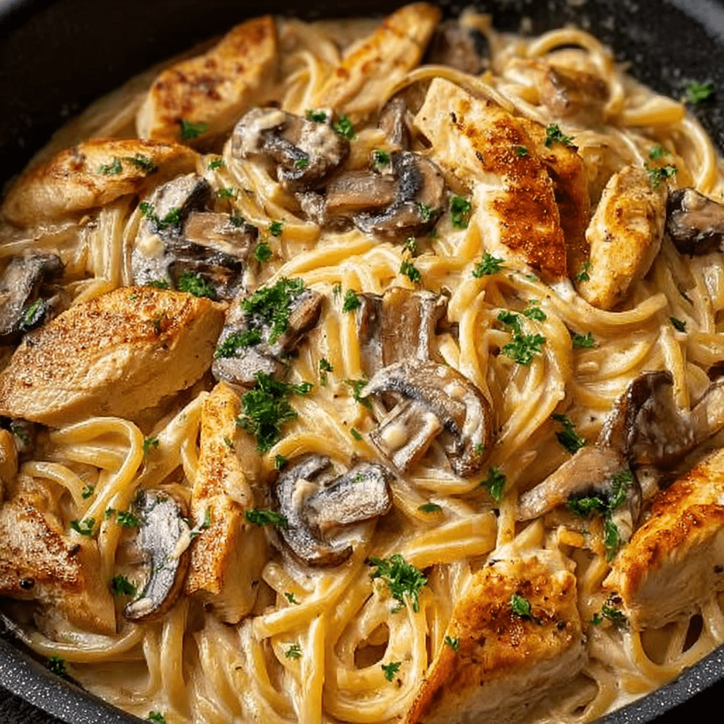 Luxurious Creamy Chicken and Mushroom Pasta Recipe - Recipe Image
