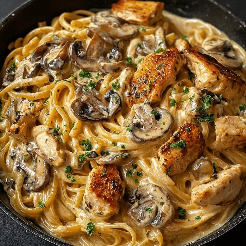 Luxurious Creamy Chicken and Mushroom Pasta Recipe - Recipe Image