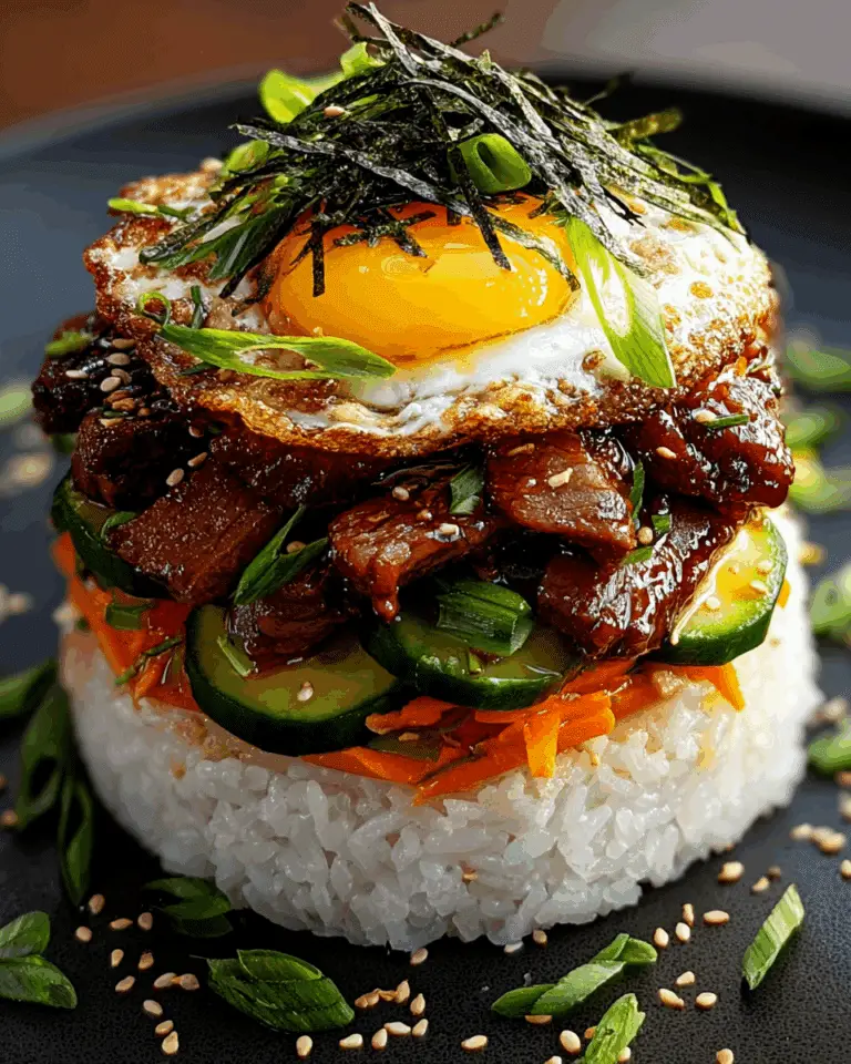 Korean BBQ Beef Rice Stack Recipe