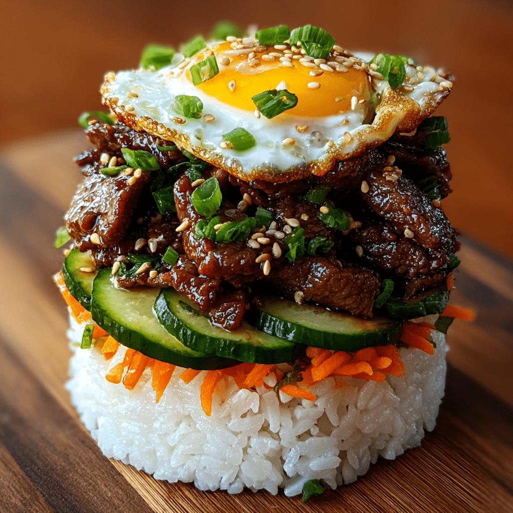 Korean BBQ Beef Rice Stack Recipe - Recipe Image