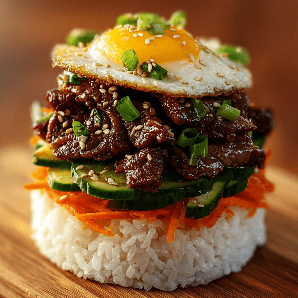 Korean BBQ Beef Rice Stack Recipe - Recipe Image