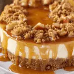Apple Crisp Cheesecake with Caramel Crunch
