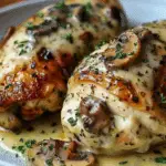 Best Cheesy Garlic Butter Mushroom Stuffed Chicken