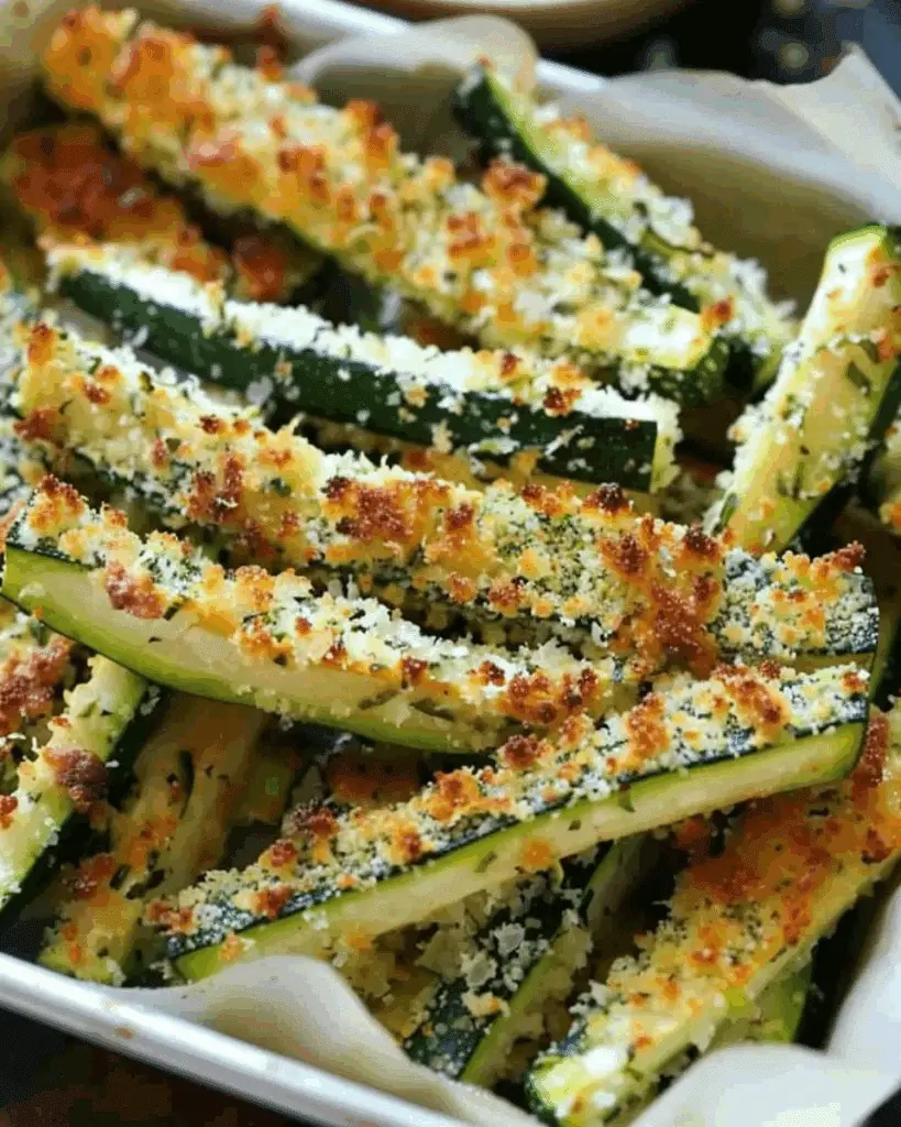 Zucchini Fries Baked in the Oven with Japanese Panko Bread Crumbs and Parmesan Cheese