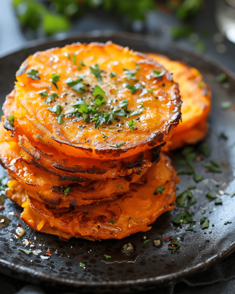 Garlic Butter Sweet Potato Stacks