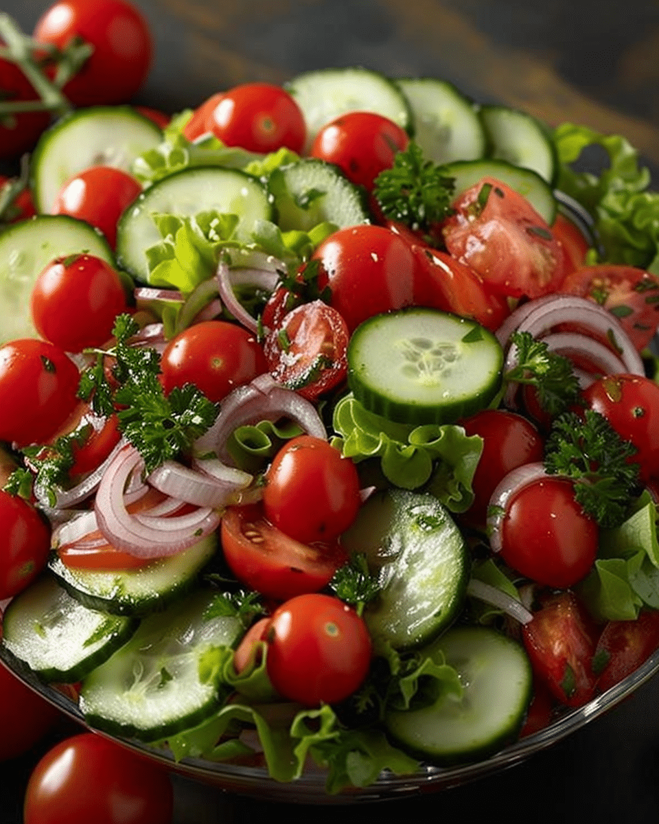 Marinated Cucumber, Tomato & Onion Salad