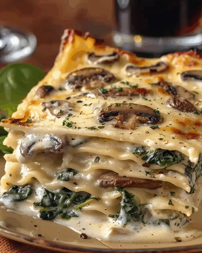 Spinach and Mushroom White Lasagna