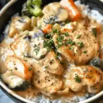 Slow Cooker Creamy Garlic Chicken and Veggies