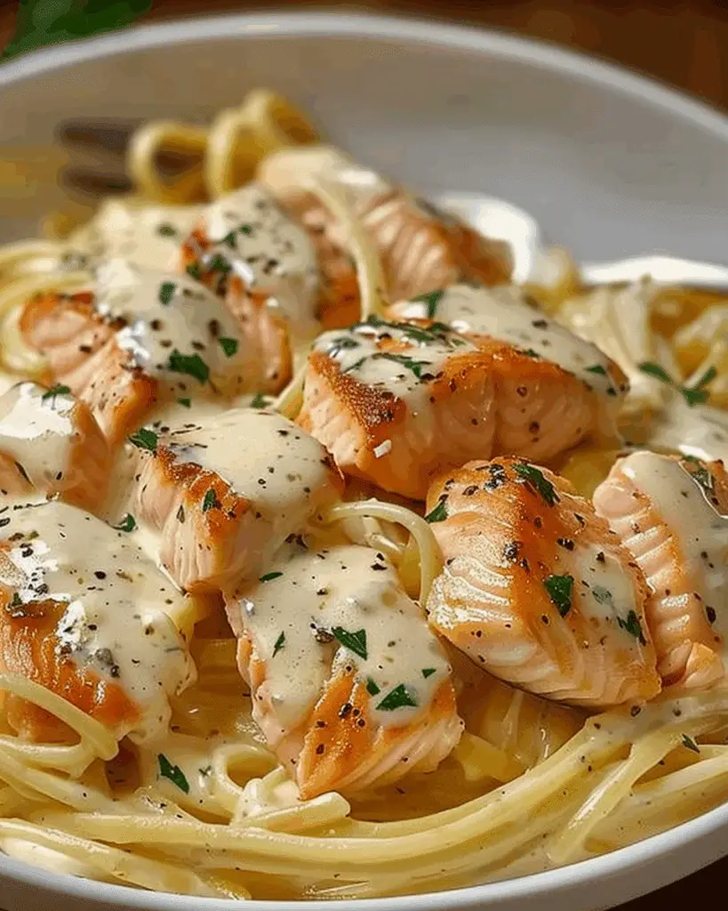 Creamy Garlic Salmon Pasta