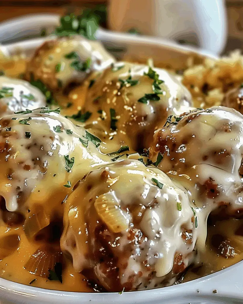 Crock Pot French Onion Meatballs