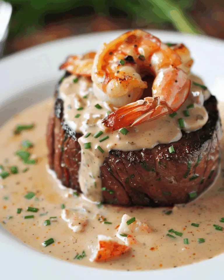Filet Mignon with Shrimp and Lobster Cream Sauce