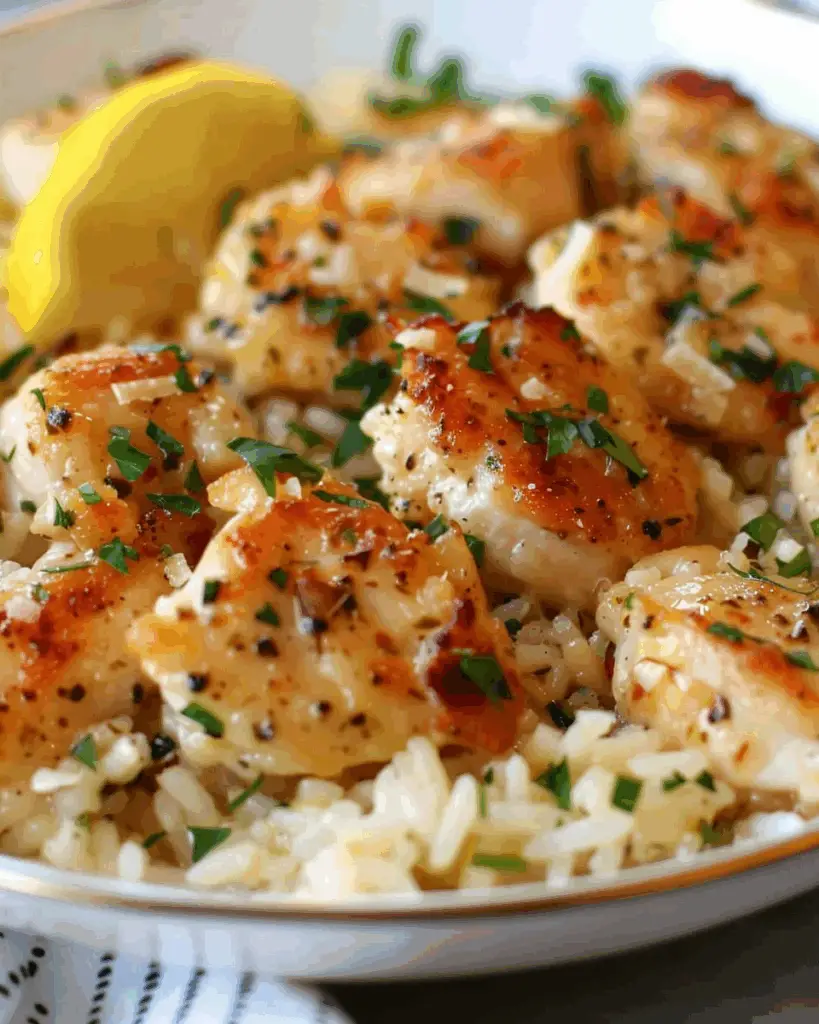 Chicken Scampi with Garlic Parmesan Rice