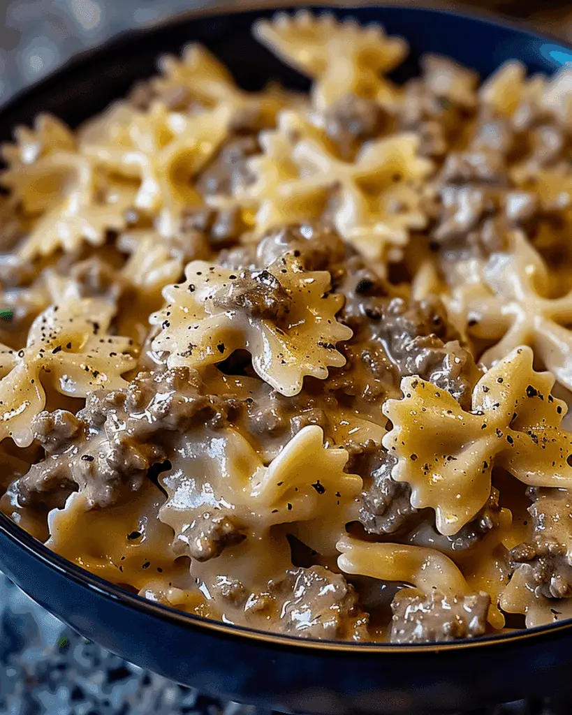 Creamy Beef and Bowtie Pasta