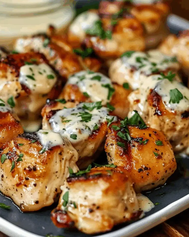 Grilled Chicken Bites with Creamy Garlic Sauce