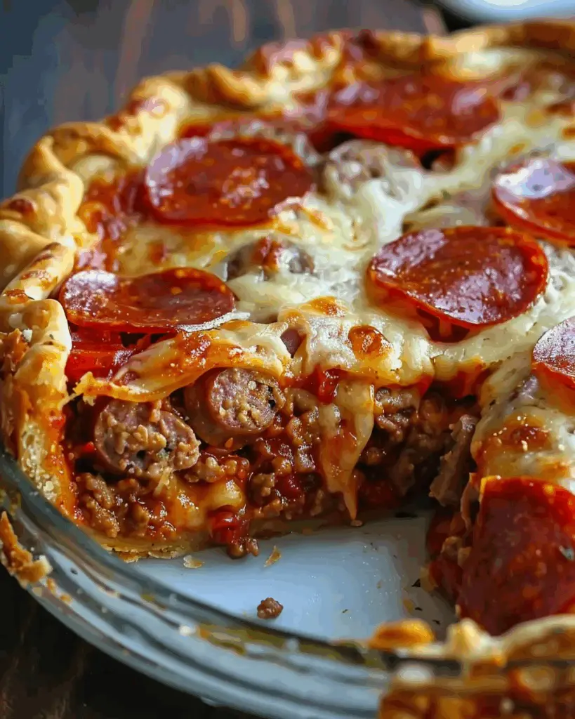 Deep Hamburger Sausage & Pepperoni Pie
