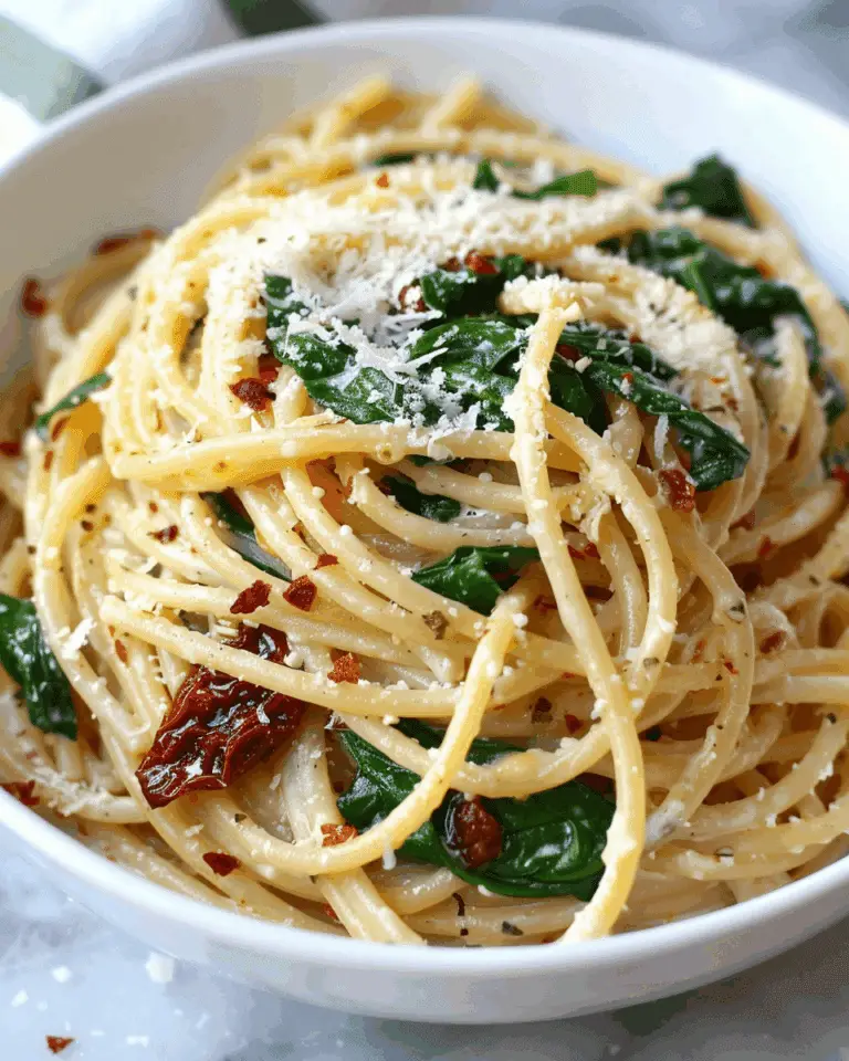 Spaghetti & Spinach with Sun-Dried Tomato Cream Sauce