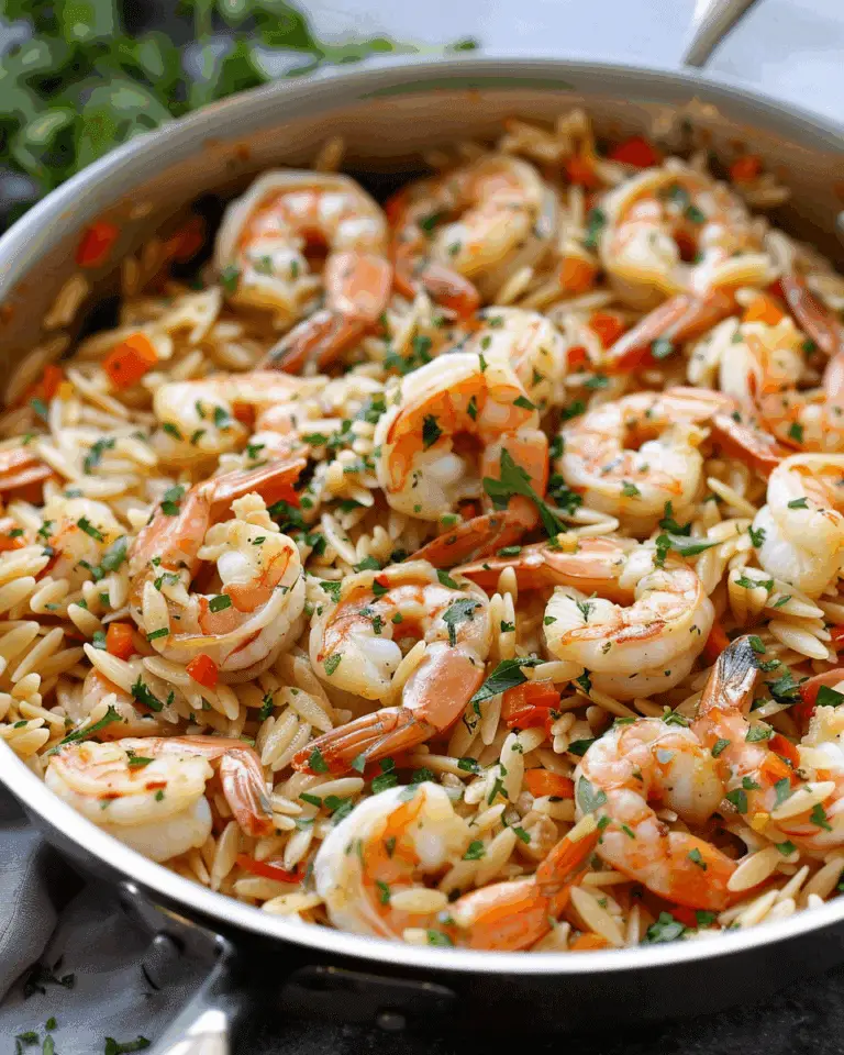 One Pot Garlic Butter Shrimp and Orzo