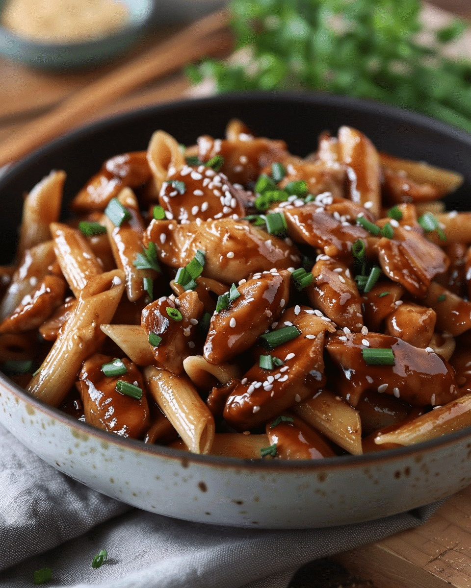 Sticky Honey Soy Chicken Penne Skillet