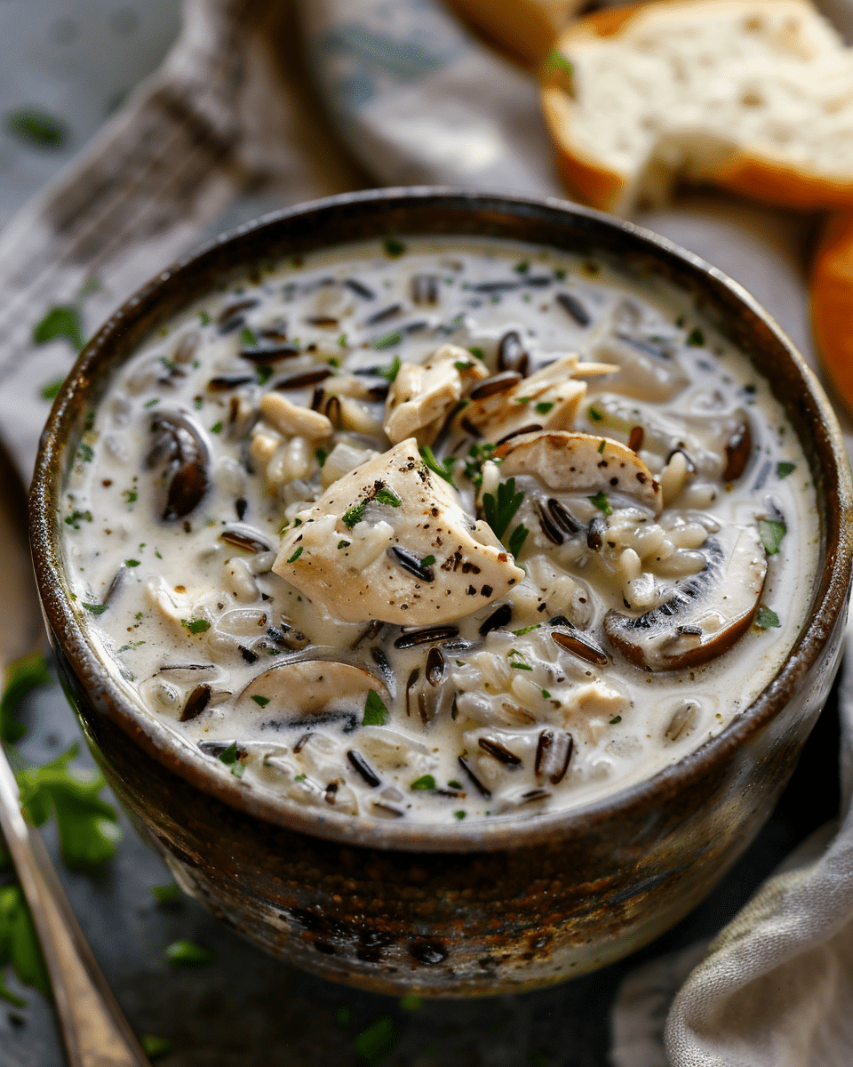 Creamy Mushroom Chicken and Wild Rice Soup Recipe