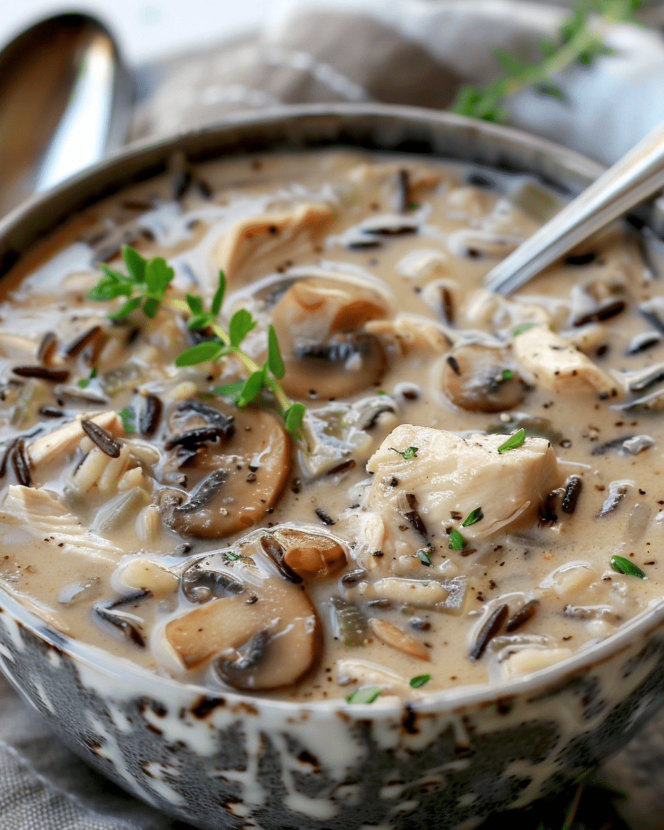 Creamy Mushroom Chicken and Wild Rice Soup Recipe